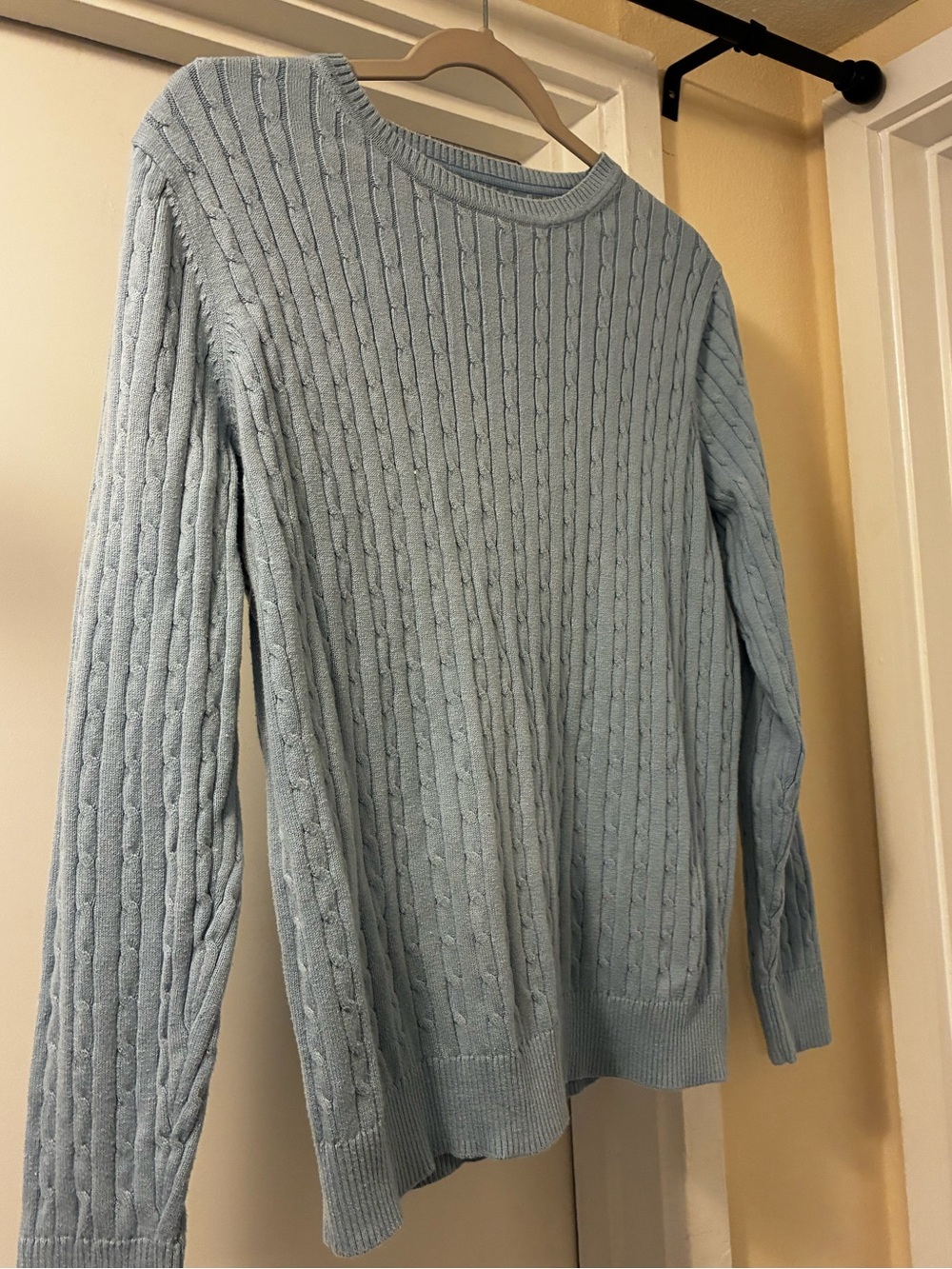 Light Blue Grey Patterned Crew Neck Sweater